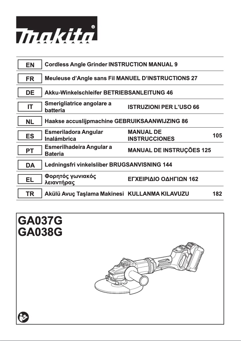 Page n°1 - Manuel utilisateur Makita GA038GZ07
