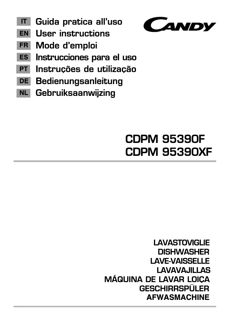 Page 1 de la notice Manuel utilisateur Candy CDPM 95390XF