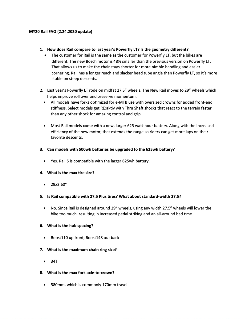 Page 1 de la notice FAQ Trek Rail 5 Gen 2