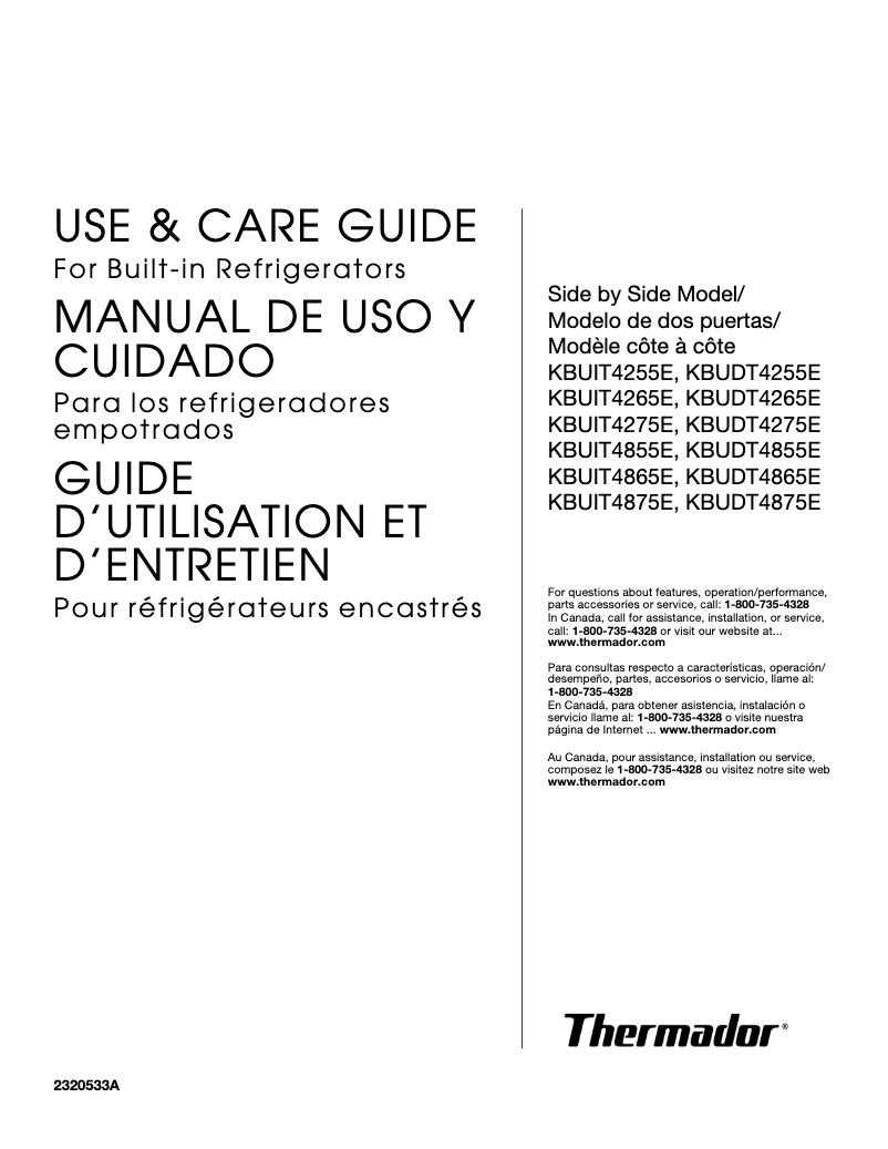 Page n°1 - Manuel utilisateur Thermador KBUIT4265E