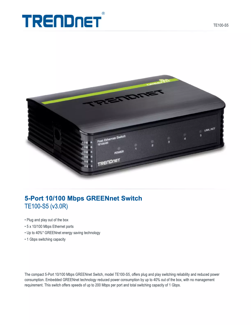 Image de la première page du manuel de l'appareil TE100-S5