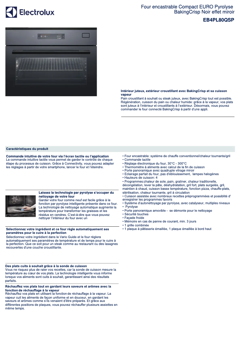 Page n°1 - Fiche technique Electrolux EB4PL80QSP