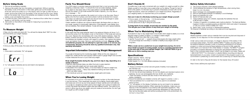 Page 1 de la notice Manuel utilisateur Conair WW530Z