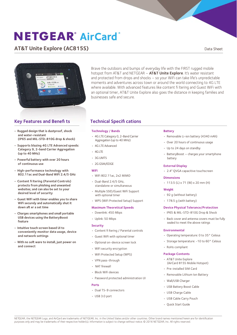 Image de la première page du manuel de l'appareil AirCard 815S