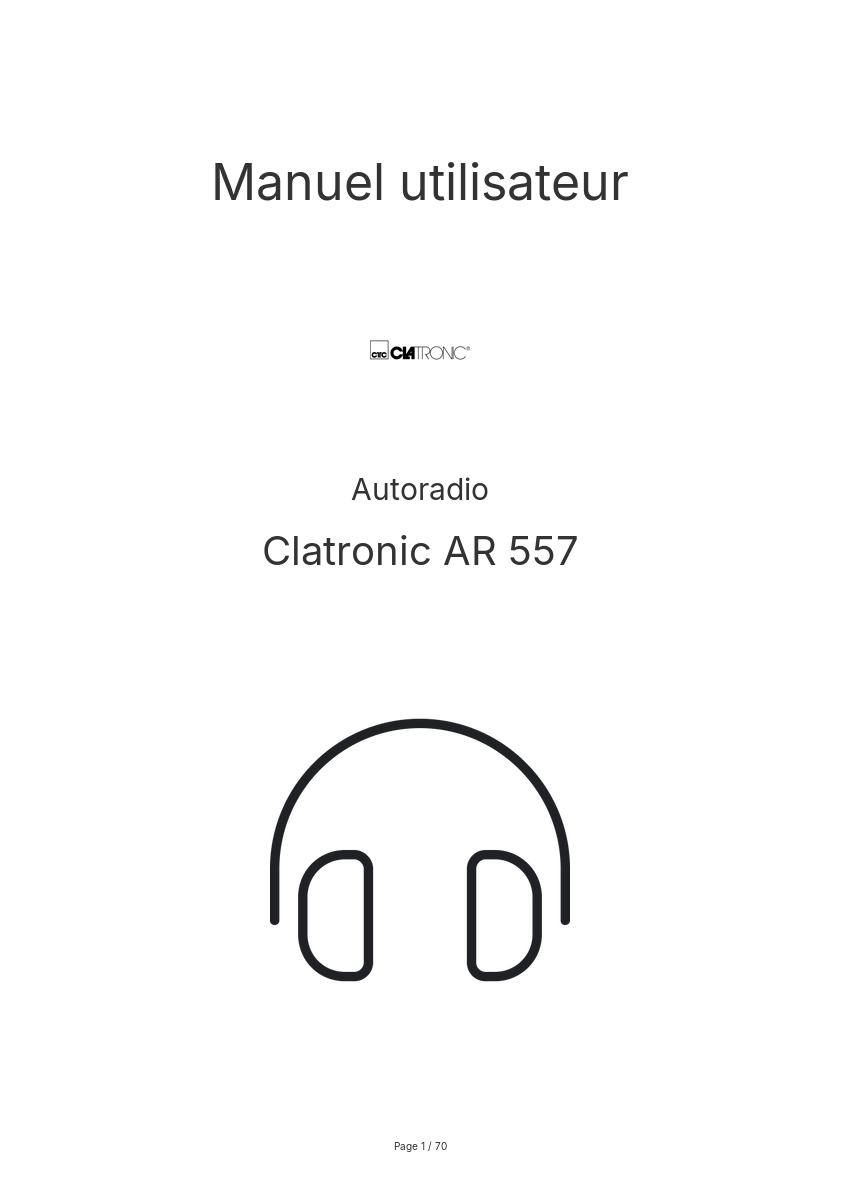 Page n°1 - Manuel utilisateur Clatronic AR 557