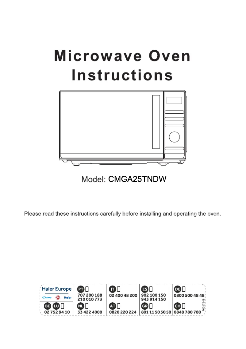 Page 1 de la notice Manuel utilisateur Candy CMGA25TNDW