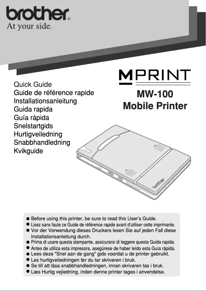 Image de la première page du manuel de l'appareil MW-100