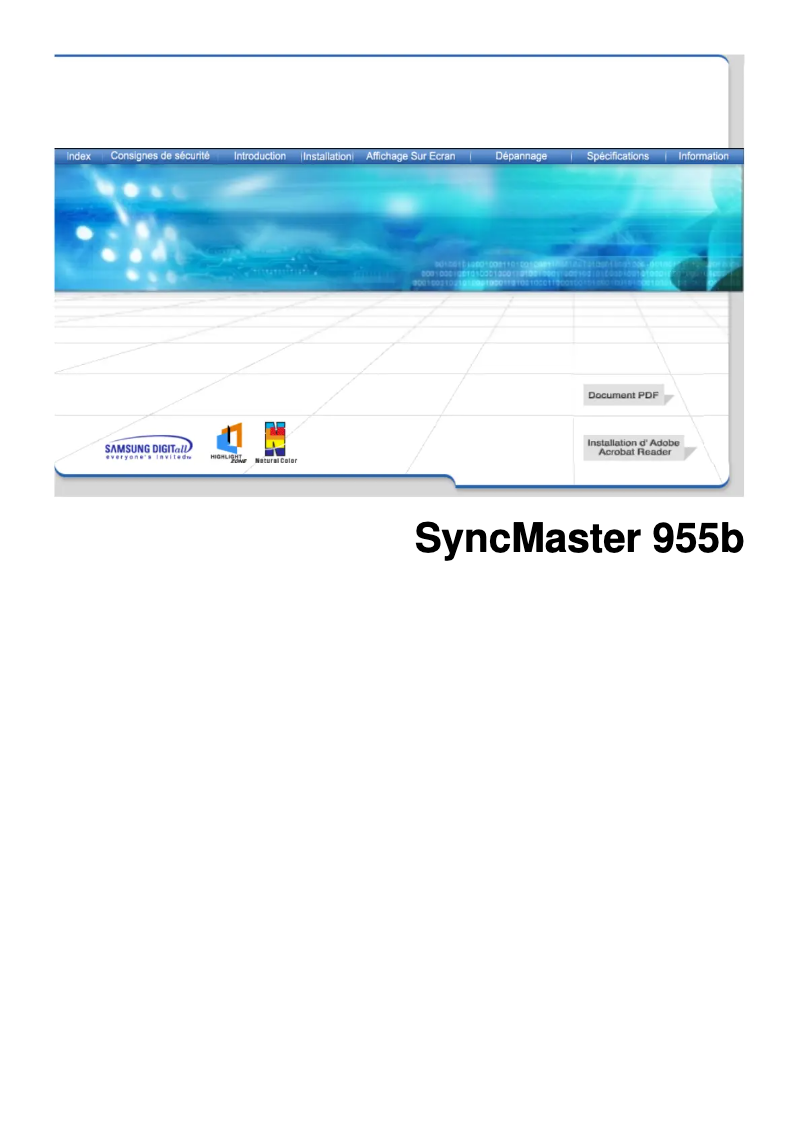 Page 1 de la notice Manuel utilisateur Samsung SyncMaster 955b