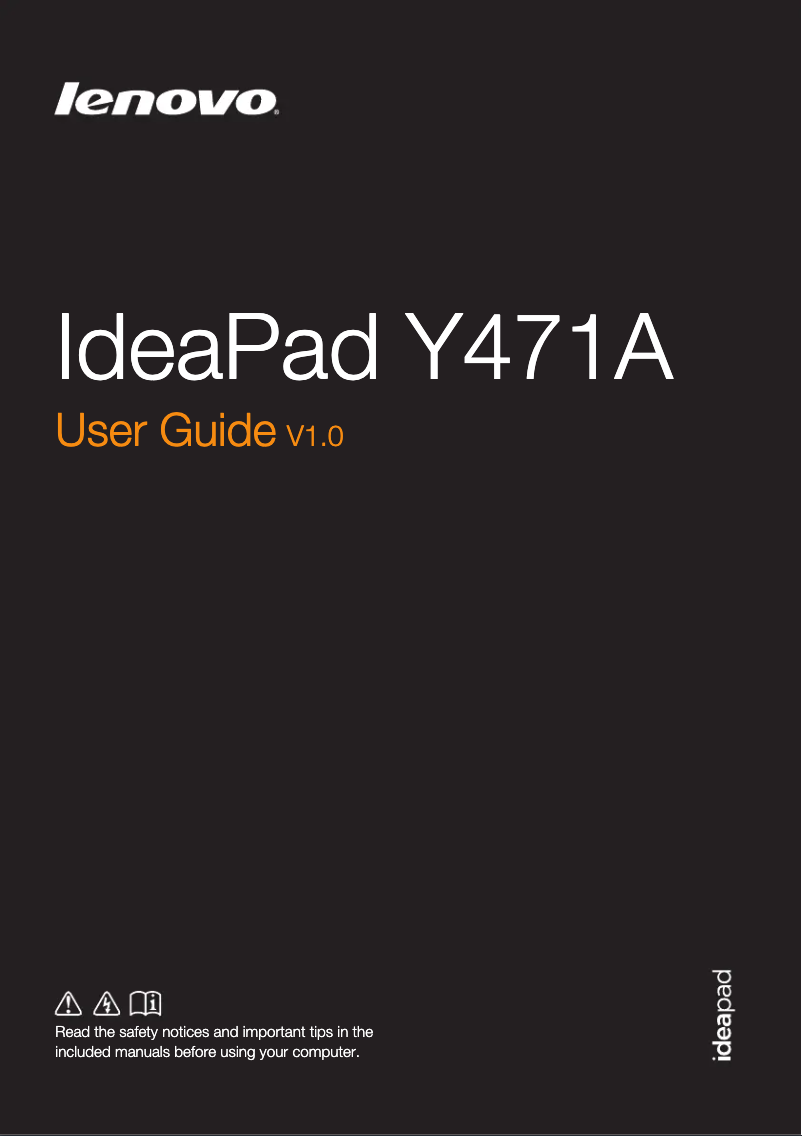 Page n°1 - Manuel utilisateur Lenovo IdeaPad Y471A