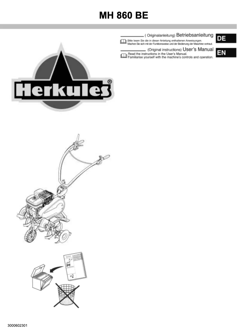 Page 1 of the manual User Manual Herkules MH 860 BE