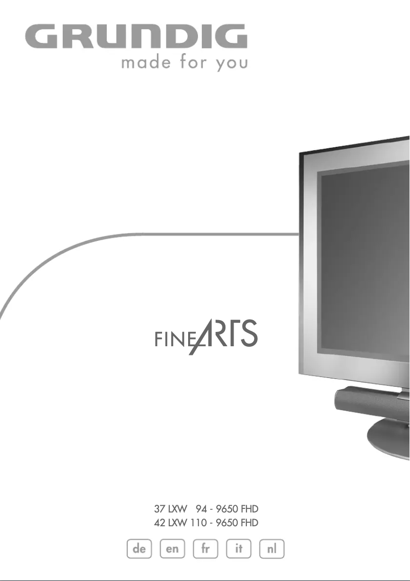 Page 1 de la notice Manuel utilisateur Grundig FineArts 42 LXW 110 - 9650 FHD