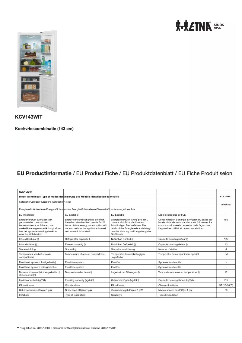 Image de la première page du manuel de l'appareil KCV143WIT
