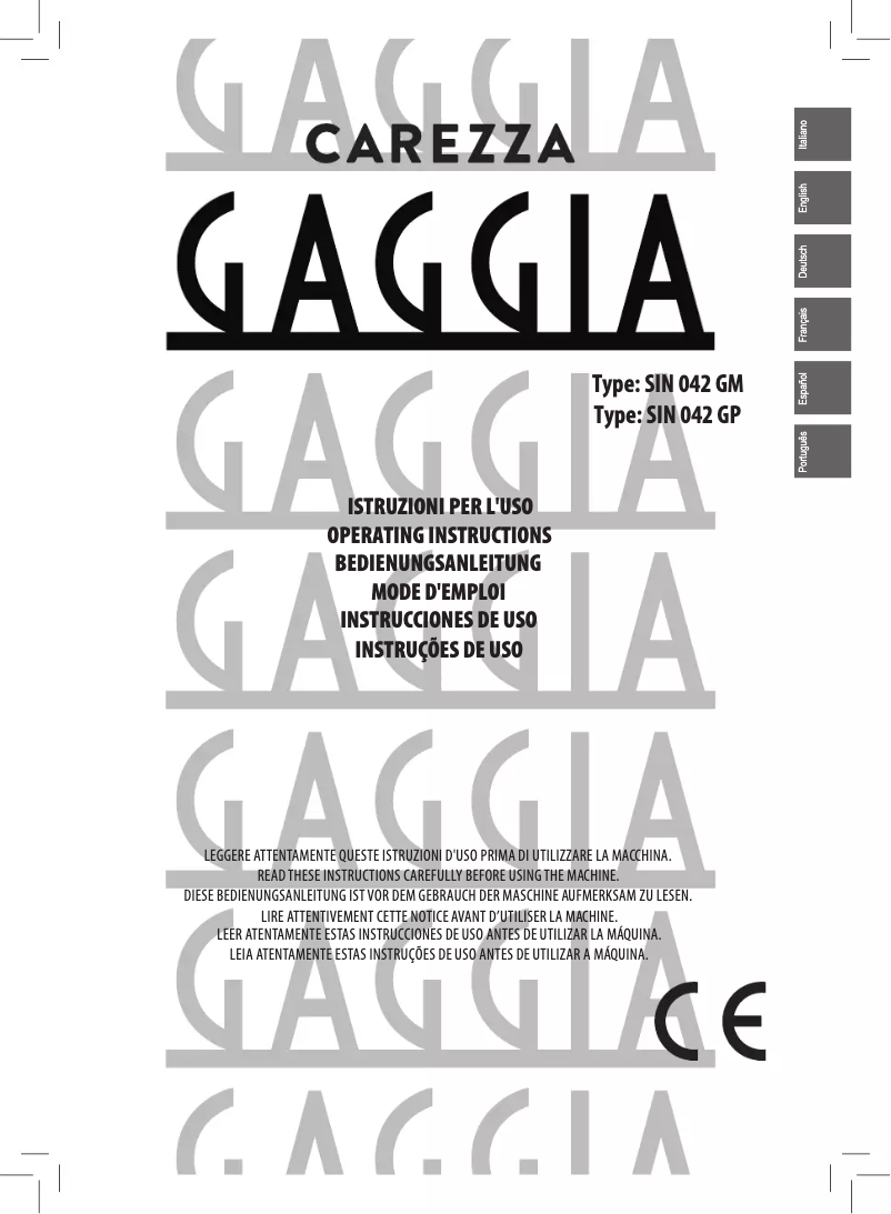 Page 1 de la notice Manuel utilisateur Gaggia Carezza Prestige