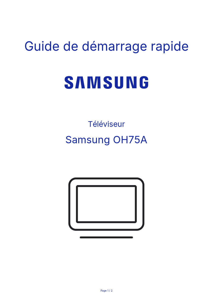 Page n°1 - Guide de démarrage rapide Samsung OH75A