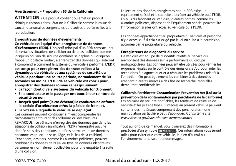 Image de la première page du manuel de l'appareil ILX (2017)