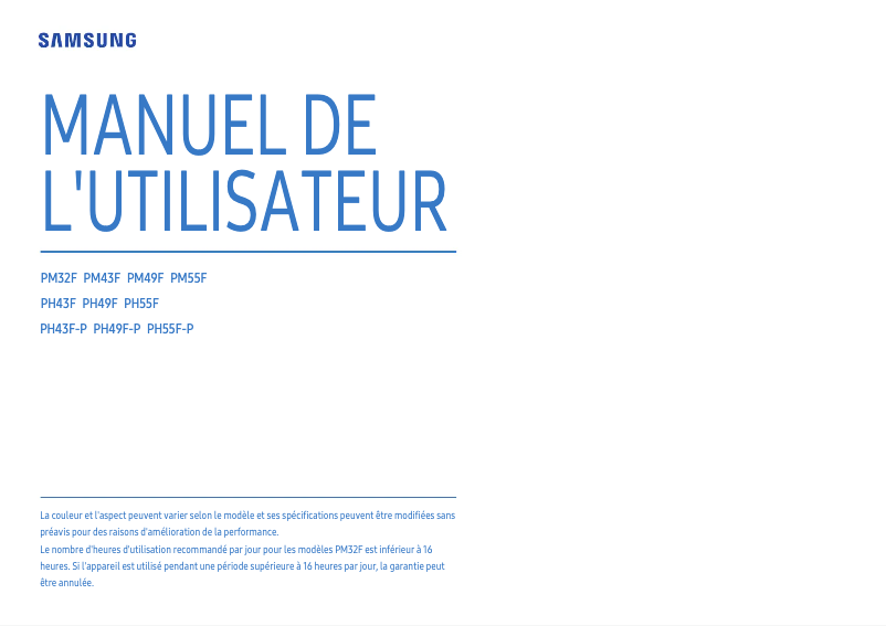 Page 1 de la notice Manuel utilisateur Samsung PM32F