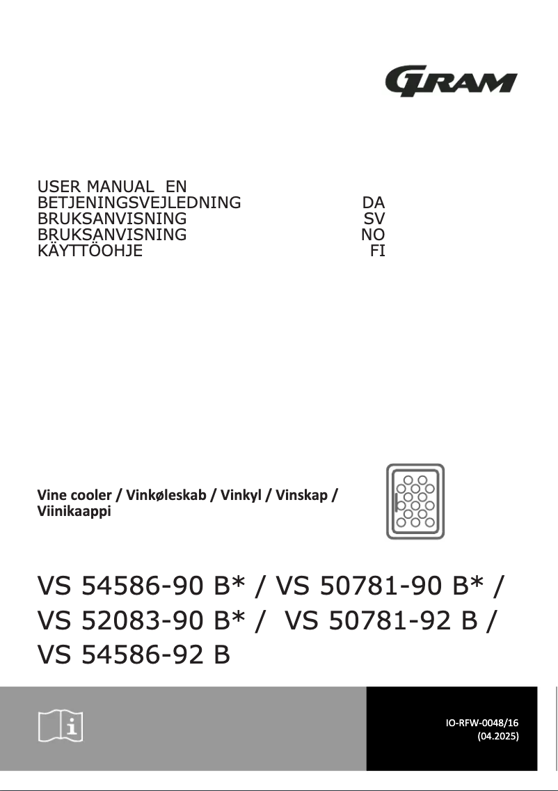 Page 1 de la notice Manuel utilisateur Gram VS 50781-90 B/1
