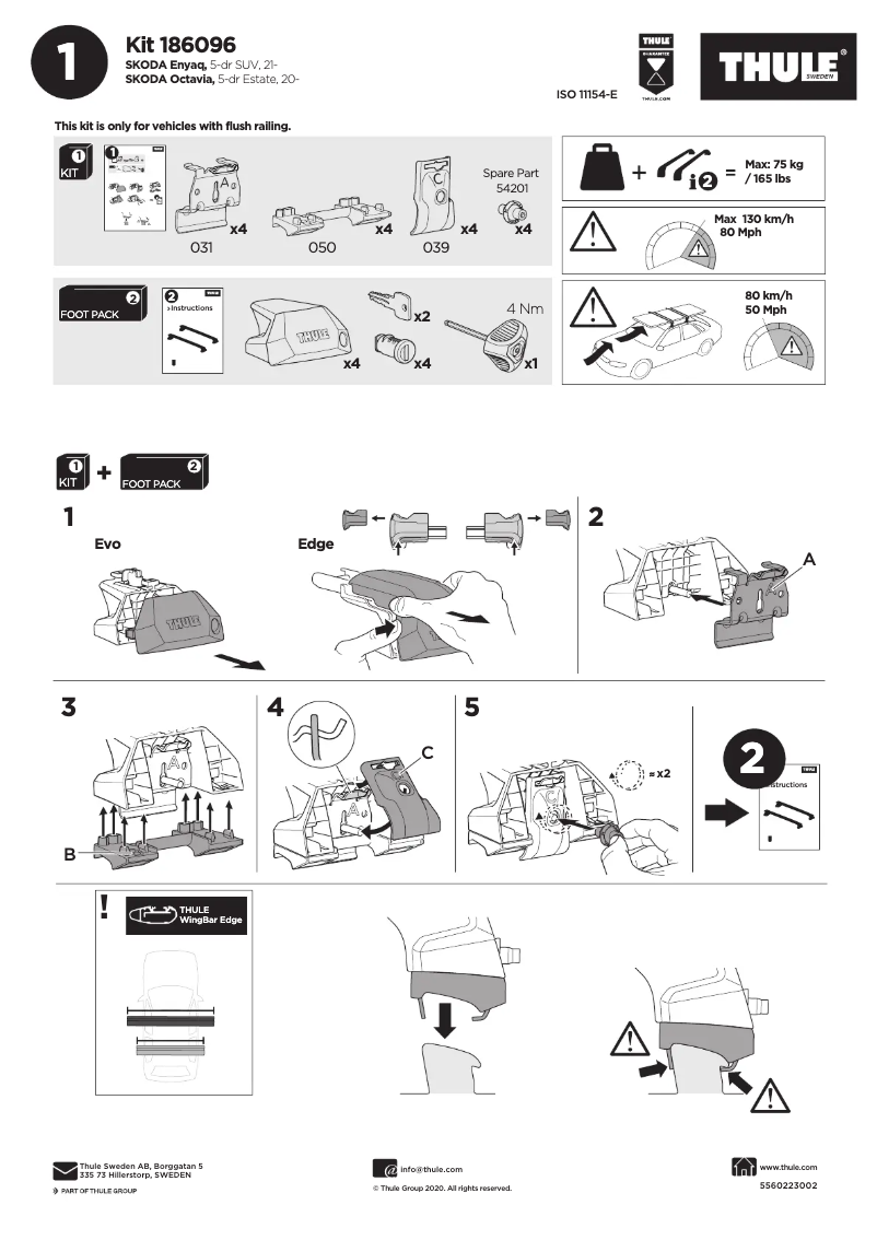 Page n°1 - Manuel utilisateur Thule Kit 186096