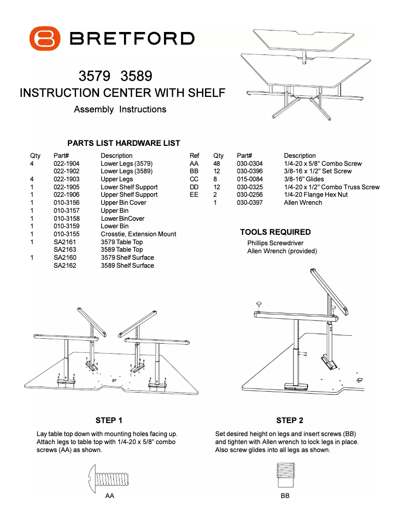 Page n°1 - Manuel utilisateur Bretford 3589-GML