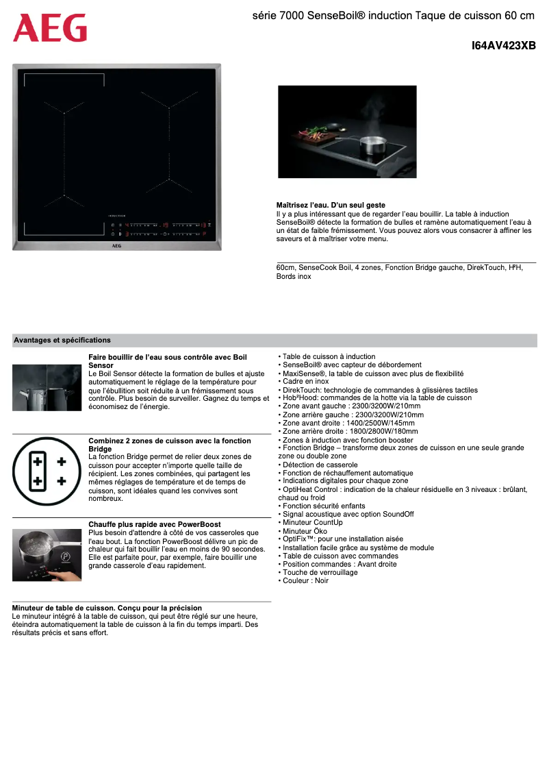 Page n°1 - Fiche technique AEG I64AV423XB