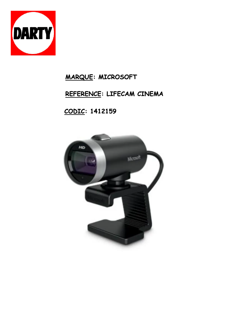 Image de la première page du manuel de l'appareil LifeCam Cinema H5D-00003