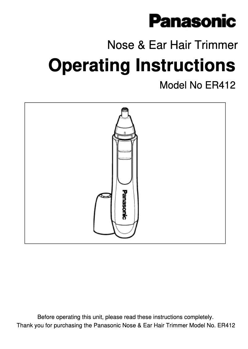 Page 1 de la notice Manuel utilisateur Panasonic ER-412