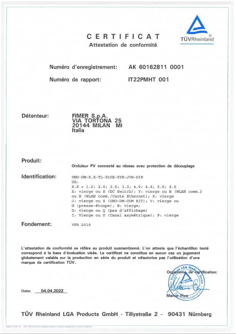 Page 1 de la notice Guide d'installation FIMER UNO-DM-3.0-TL-PLUS-Q