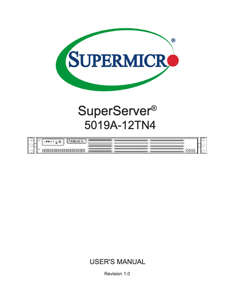 Image de la première page du manuel de l'appareil SuperServer 5019A-12TN4