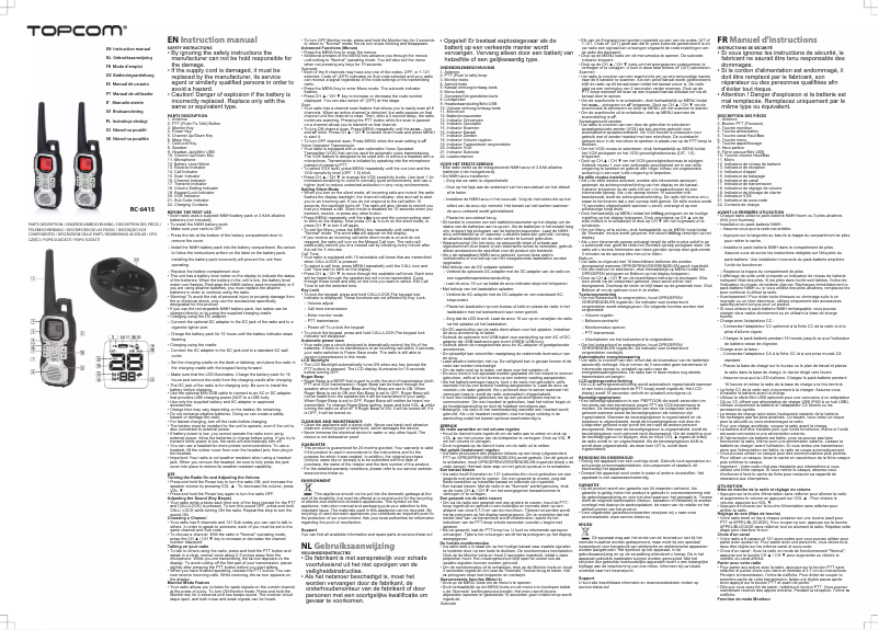 Page n°1 - Manuel utilisateur Topcom RC-6415
