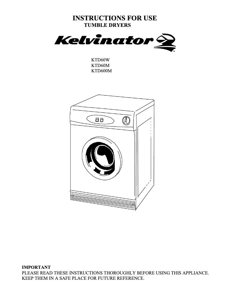 Page 1 de la notice Manuel utilisateur Kelvinator KTD60W
