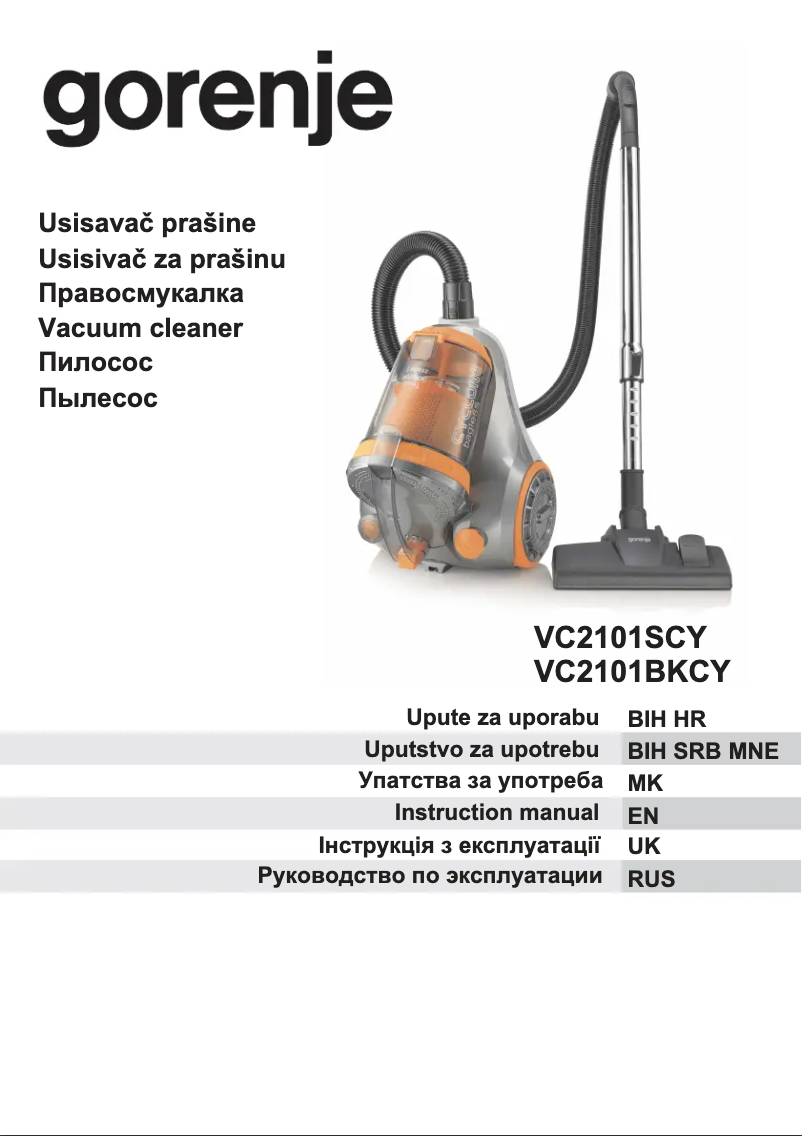 Page n°1 - Manuel utilisateur Gorenje VC2101BKCY