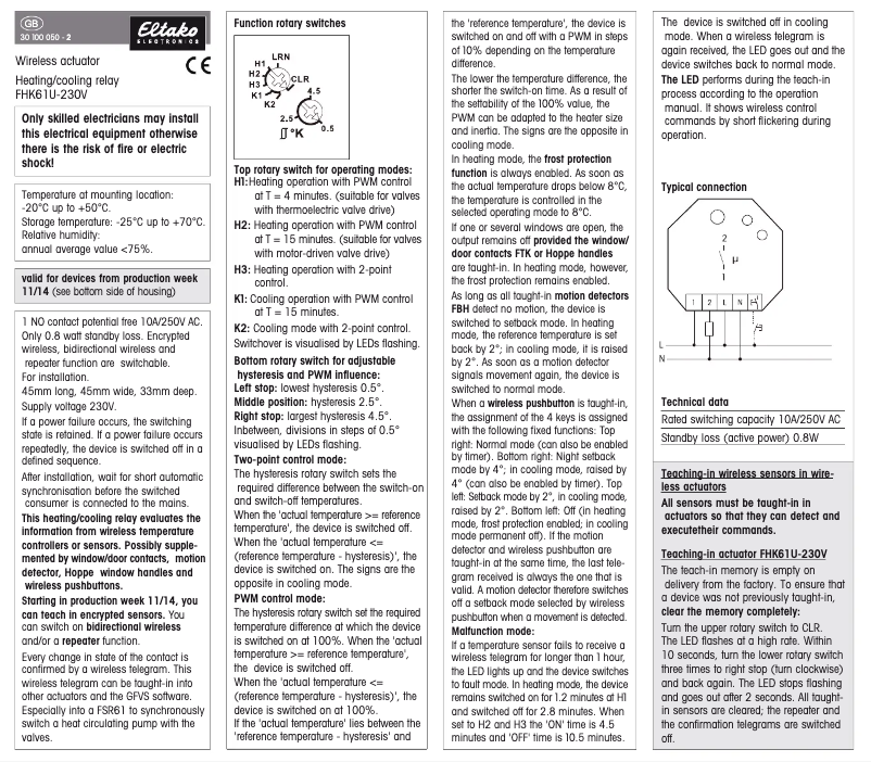 Image de la première page du manuel de l'appareil FHK61U-230V