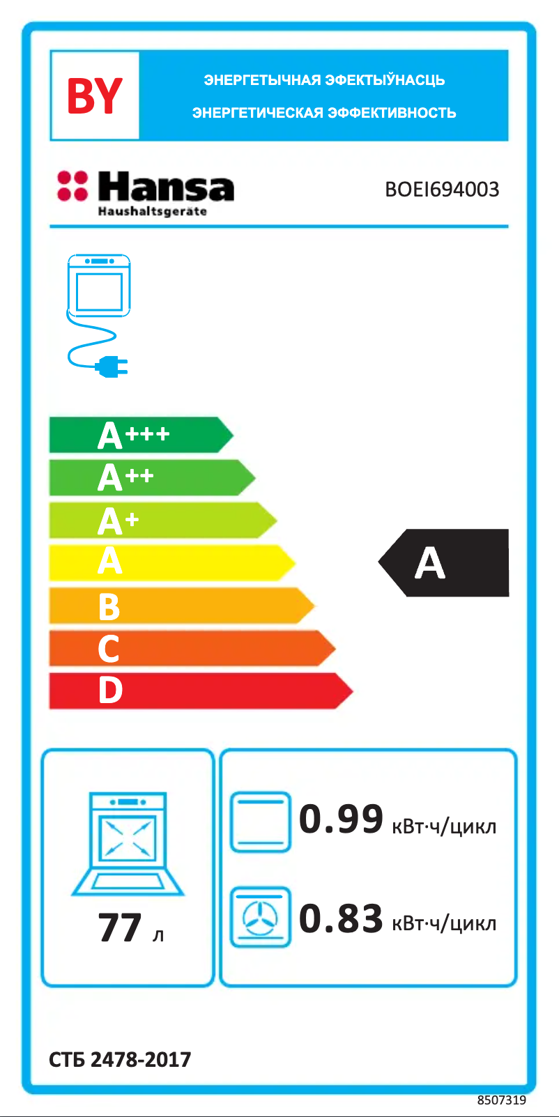 Page 1 de la notice Manuel utilisateur Hansa BOEI694003