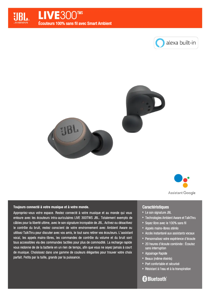 Page n°1 - Fiche technique JBL Live 300TWS