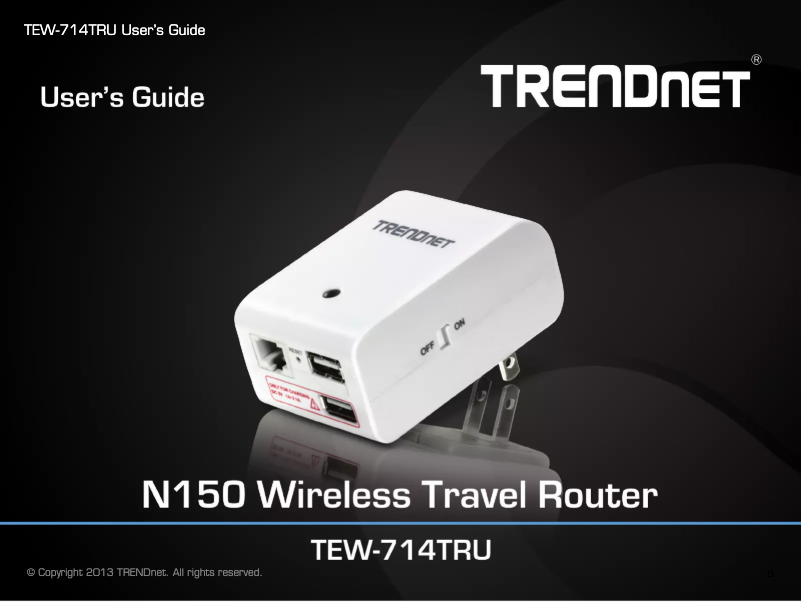 Page n°1 - Manuel utilisateur TRENDnet TEW-714TRU