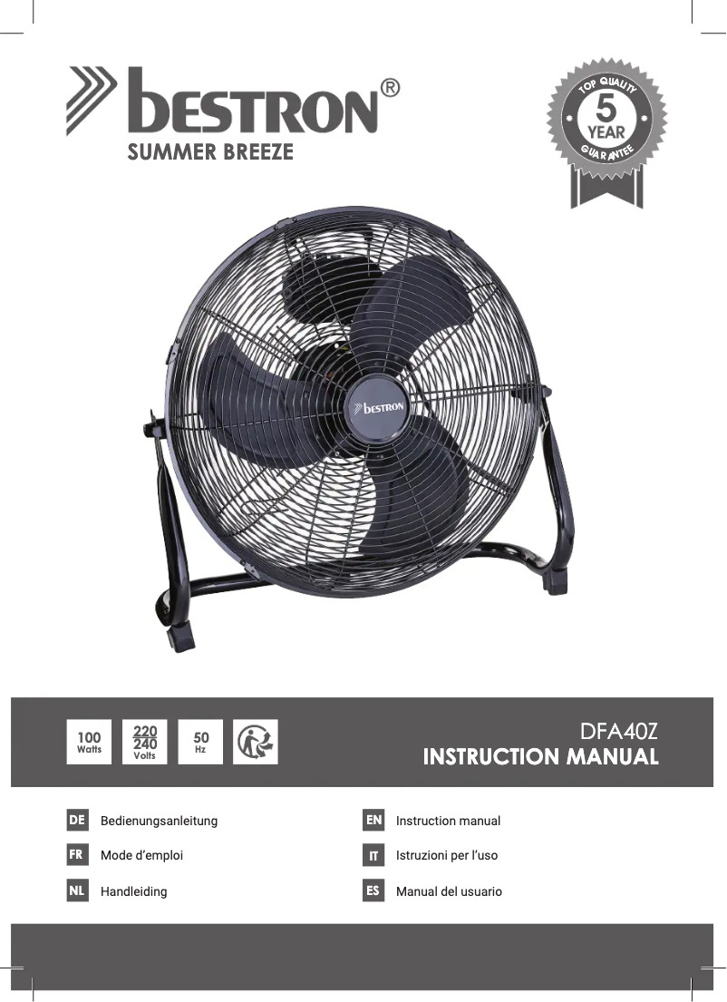 Page n°1 - Mode d'emploi Bestron Summer Breeze DFA40Z