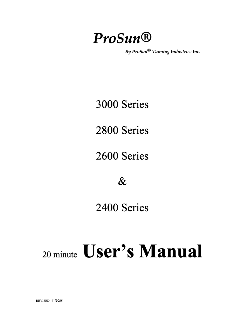 Page 1 de la notice Manuel utilisateur Prosun 2400 Series