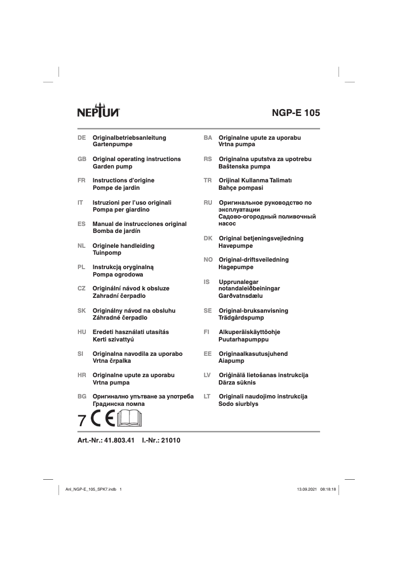 Page 1 de la notice Manuel utilisateur Neptun NGP-E 105