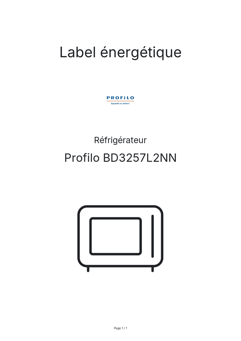 Page n°1 - Label énergétique Profilo BD3257L2NN