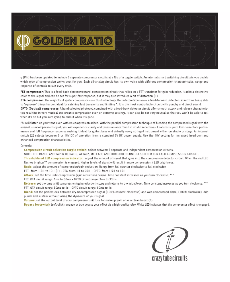 Image de la première page du manuel de l'appareil Golden Ratio