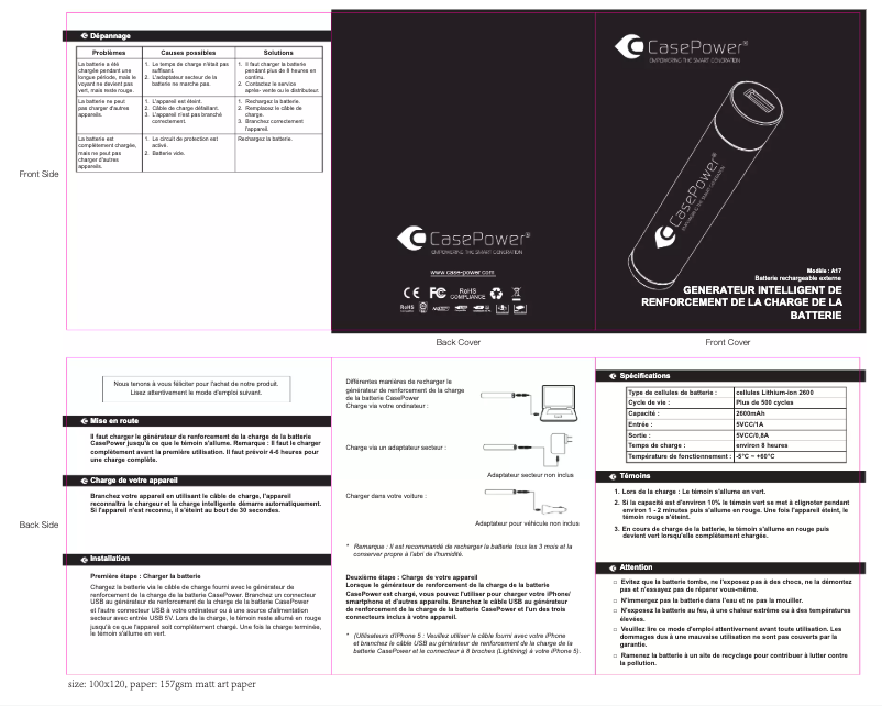 Página 1 del manual Manual de usuario CasePower A29