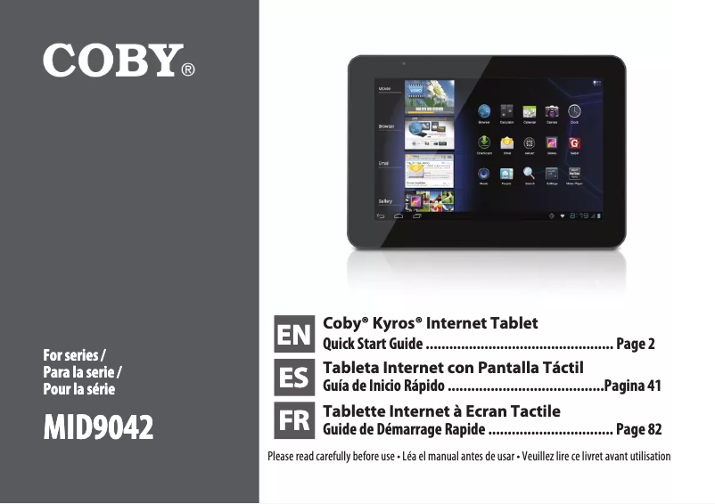 Imagen de la primera página del manual del dispositivo Kyros MID9042