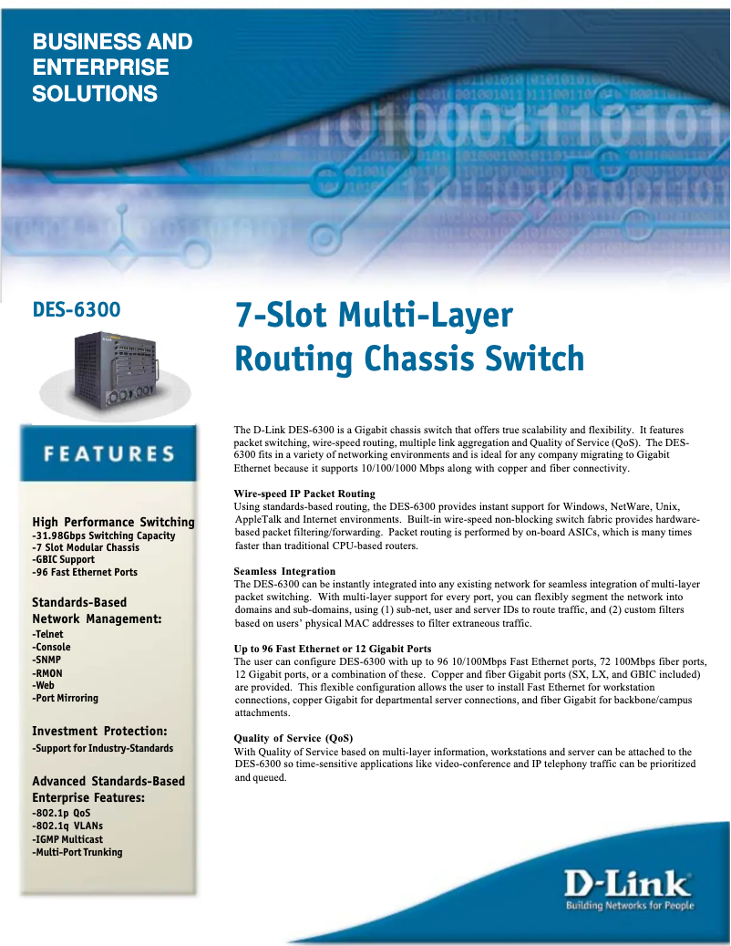 Page n°1 - Fiche technique D-Link DES-6300