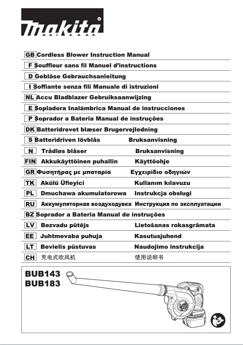 Page 1 de la notice Manuel utilisateur Makita BUB183