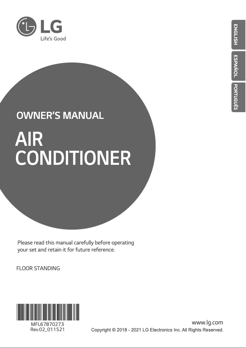 Page 1 de la notice Manuel utilisateur LG ARNU48GPTA4
