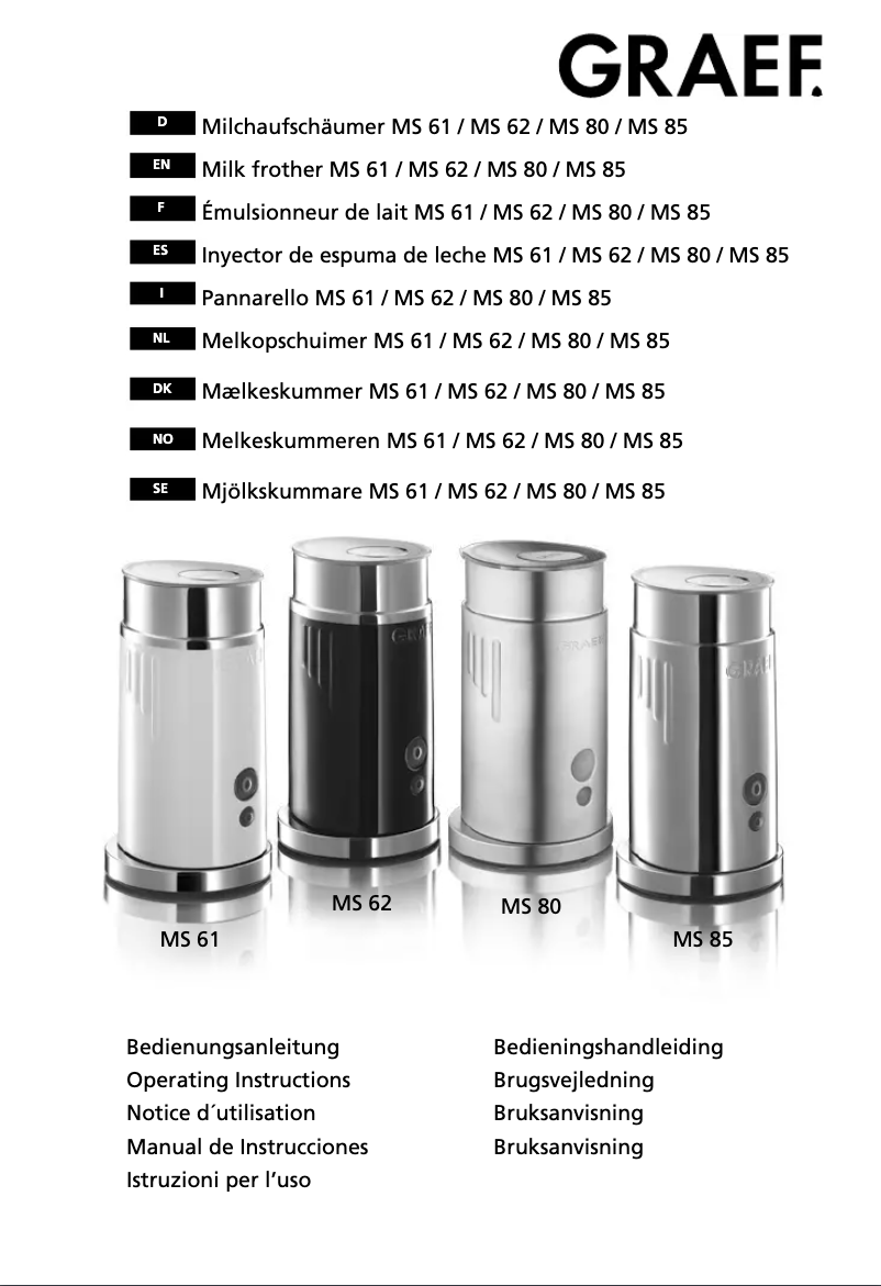 Page 1 de la notice Manuel utilisateur Graef MS 62