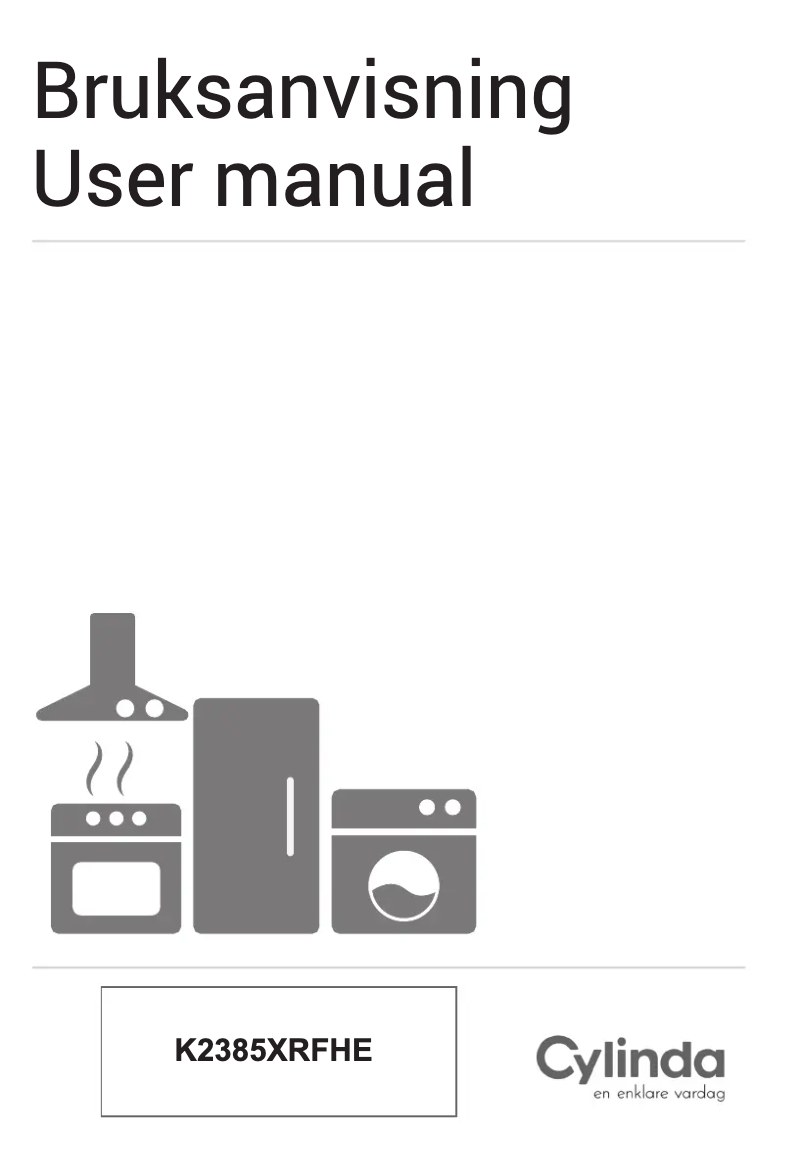 Page 1 de la notice Manuel utilisateur Cylinda K2385XRFHE