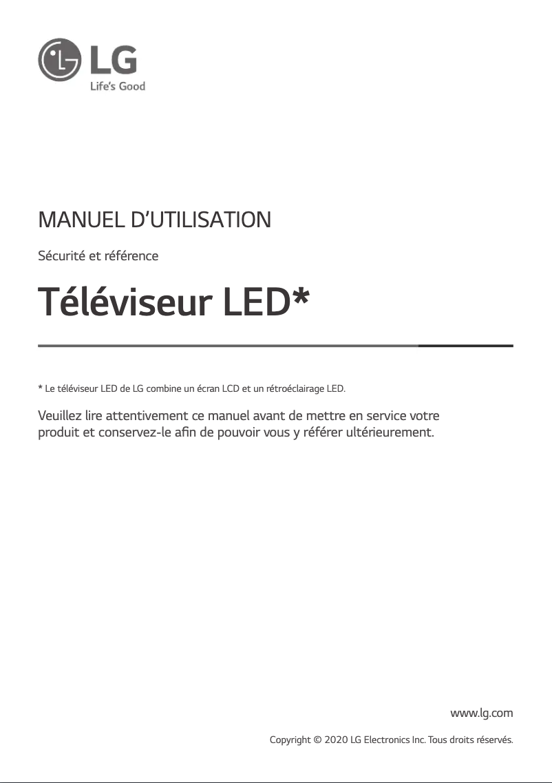 Page 1 de la notice Manuel utilisateur LG 75UN8080PVA