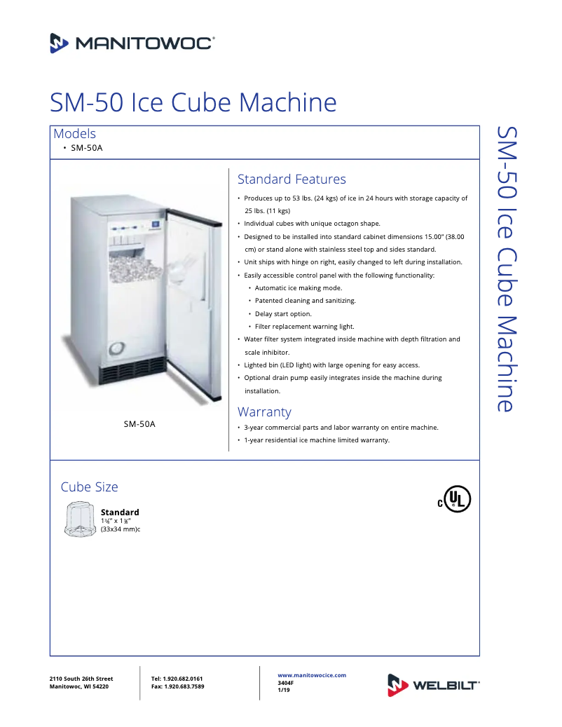 Página 1 del manual Ficha técnica Manitowoc SM-50A