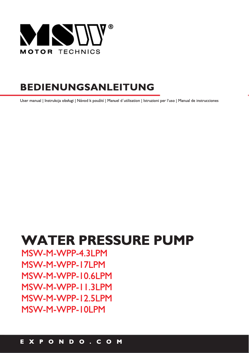 Page 1 de la notice Manuel utilisateur MSW MSW-M-WPP-4.3LPM
